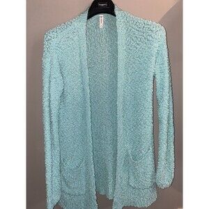Zenana Women Small Cozy Blue Soft Open Front Cardigan Long Sleeve Sweater